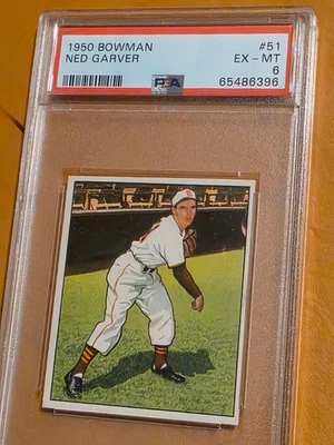 Bowman Ned Garver #51 1950 fuerte PSA 6 Foto 1 de 2