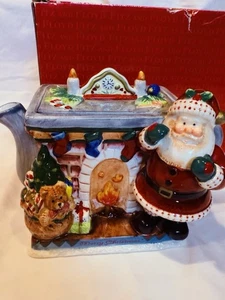 Vintage Fits & Floyd Fireplace Santa Tea Pot NIB 610/114 - Picture 1 of 15