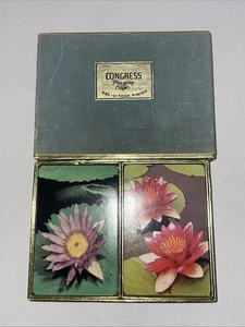 Vintage Congress Playing Cards Two Full Decks pond lily - Picture 1 of 5