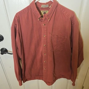 Vintage Madison Trader Shirt Mens XL Red Washed Cottons Long Sleeve Distressed - Picture 1 of 11