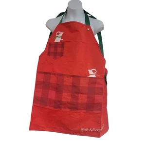 Bath & Body Works Red Work Apron W/ Checkered Pockets Christmas Mice Apron CUTE - Picture 1 of 7