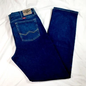 Wrangler Jeans Mens Size 34x34 Dark Blue Straight Fit Stretch Denim NWT - Picture 1 of 13