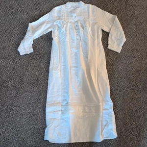 NWT EILEEN WEST L/SLV LONG 48" GOWN Cotton Blend white M - Picture 1 of 10
