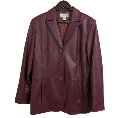 Vintage Pendleton Burgundy Leather Blazer Jacket | Women's Size Large - Image 1 of 4
