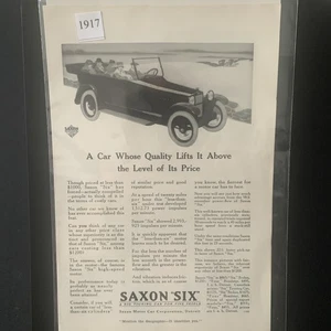 Vintage 1917 Saxon Six Quality Lifts It Above It's Price Ad Advertisement - Picture 1 of 2