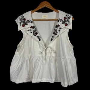 Maeve Anthropologie Damen besticktes weißes Top Größe Large - Bild 1 von 6