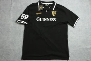 Guinness Polo Shirt Mens 2XL Black White Harp 59 Rugby Beer Pub Logo New - Picture 1 of 12