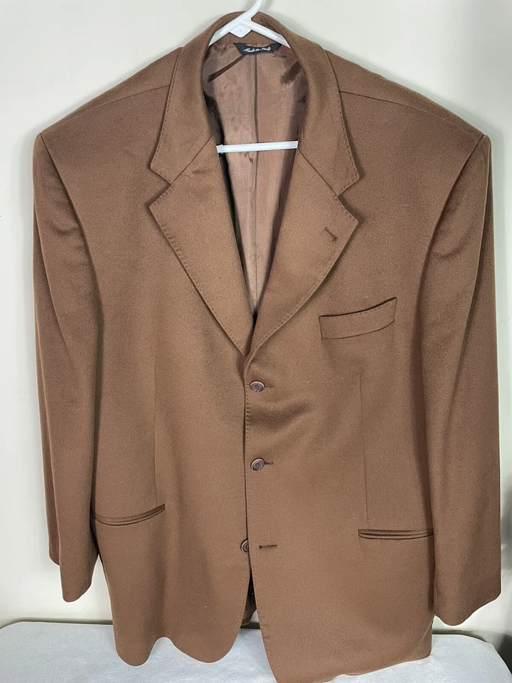 Blazer Hathaway Platino 100% Cachemira Camel Hecho en Italia Talla 46R Foto 1 de 4