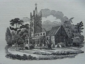 Derbyshire ALFRETON St Martin’s Church von Glover um 1831 Druck - Bild 1 von 3