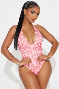 Fashion Nova Sweet Summer 1-Piece Swimsuit - Pink Combo - Sz XL - Picture 1 of 2