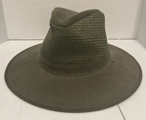 Sombrero de safari de malla Breezer empacable para hombre Henschel ~ caqui ~ talla mediana usado en excelente estado - Imagen 1 de 8