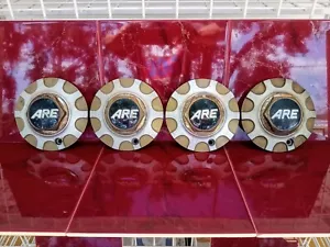 ARE American Racing Gold 2-Piece Center Caps (4) Super Rare 1999 Taiwan # 899090 - Picture 1 of 24