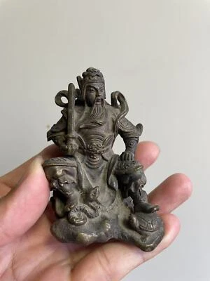 Folk Collection Old Copper Taoism Taoist Xuan Tian Zhenwu Emperor God Statue 7CM - Image 1 of 4