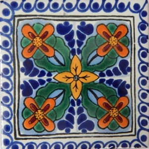 9 Mexican Ceramic Decorative Talavera Handmade and Hand Painted Tiles 4x4"M C292 - Picture 1 of 1