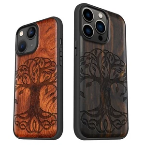 Funda de teléfono de madera magnética para iPhone 12 13 14 15 16 Pro Max Plus MagSafe cubierta - Imagen 1 de 13