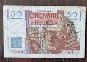 Billet 50 francs LE VERRIER du B.14-3-1946. B. (81670) - K.2 - Imagen 1 de 2