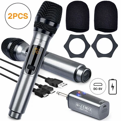 LEKATO Wireless Microphone UHF Dual Handheld Dynamic Mic Receiver Rechargeable - Image 1 of 4