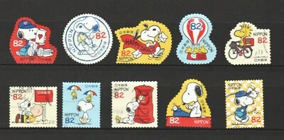 JAPAN 2017 SNOOPY & LETTER PEANUTS COMIC COMP. SET OF 10 STAMPS IN FINE USED  - Image 1 of 4