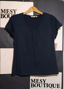 Croft Barrow Womens T-Shirt Casual Short Sleeve Pleated Loose Blk Sz Large - Picture 1 of 5