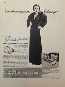 Pubblicità stampa rasoio e lame gemme vintage 1937 Ti radi di nuovo o... Non vado - Foto 1 di 1
