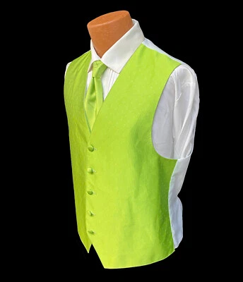 Men's Ralph Lauren Apple Green Tuxedo Vest & Long Tie Free Shipping Size M - Image 1 of 4