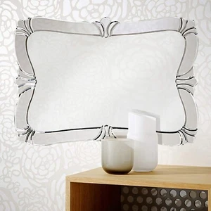 Howard Elliott Messina Fleur de Lis Large Ornate Mirror, Silver Ornate Mirror fo - Picture 1 of 8