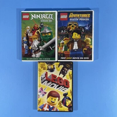 Lego Lot Of 3 DVDs The Lego Movie Ninjago Season One Adventures Of Clutch Powers - Image 1 of 4