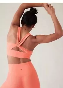 NWT ATHLETA Bright Coral Orange Warrior Twist Longline Bra D-DD Size M Sty982384 - Picture 1 of 3