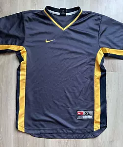 Vintage Nike Team Women’s Top T Shirt Jersey Polyester XL Blue Yellow Swoosh Y2K - Picture 1 of 12