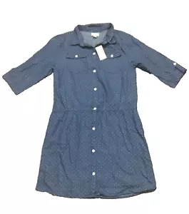 ¡NUEVO CON ETIQUETAS! Vestido vaquero a lunares The Children's Place para niña - Talla XL (14) - Imagen 1 de 1