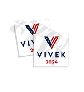 Calcomanía pegatina parachoques electoral cuadrada Vivek V Ramaswamy 2024 paquete de 2"" de ancho - Imagen 1 de 2