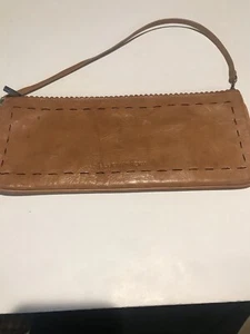 BCBGMaxazria Leather Contrast Stitch Clutch Stitching Zig Zag Vtg 90s - Picture 1 of 6
