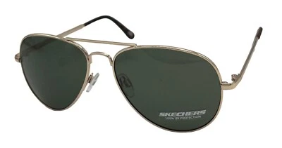 Skechers Mens Shiny Light Gold Metal Aviator Sunglass, Green Lens  SE8051. 32N - Image 1 of 4