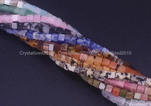 "Piedras preciosas naturales cuarzo jaspe ágata cubo cuadrado cuentas sueltas espacio 4 mm 15,5" - Imagen 1 de 36
