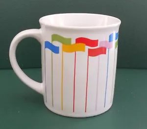 Bright Cheerful Multicolor Flags on this Coffee Tea Mug Cup - Picture 1 of 6