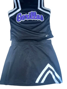 Cheerleader Uniform Outfit Kostüm lila schwarz Gorillas 34" Top 27 Rock Small - Bild 1 von 4