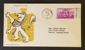 1945 Harrisburg To Butler PA Luxembourg Color Patriotic Cover - Picture 1 of 2