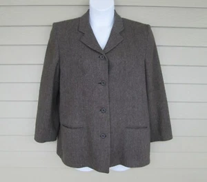 LL Bean Vintage Womens 18P Brown Wool Herringbone Blazer Jacket 18 petite - Picture 1 of 6