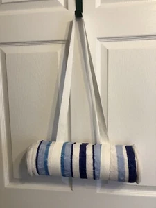Wine Caddy -With Strap-One Bottle-Terry Cloth Outside- Blue/white Strip - Picture 1 of 6