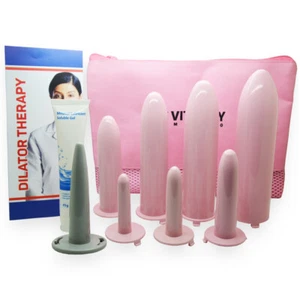 Vaginal Dilators 7 PCS Purple Set - Vaginismus Pelvic Kegel Tightener With Lube - Picture 1 of 7