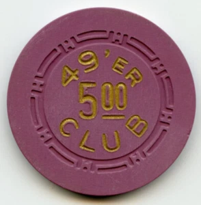 5 $ Casino Chip vom 49'er Club in Downtown Las Vegas 1951 veraltet - Bild 1 von 2