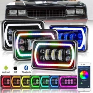Combo de faros LED RGB para Chevy C10 K10 Blazer 4 piezas 4x6"" con luz alta/baja DRL - Imagen 1 de 11