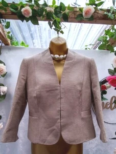 Phase Eight Size 12 Champagne Cropped Blazer Ribbed Pockets 3/4 Length Sleeve - Picture 1 of 5