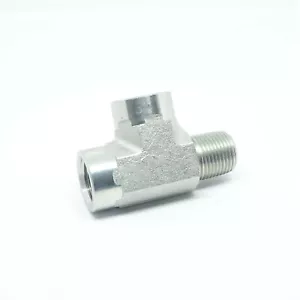 Steel Street Tee Fitting 3/8" NPT Male Female Fuel Air Oil Splitter FasParts - Picture 1 of 6