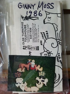 GINNY MOSS 1986 WREATH COUNTRY FARM FOLK ANIMALS ACRYLIC PAINTING PATTERN - Picture 1 of 3