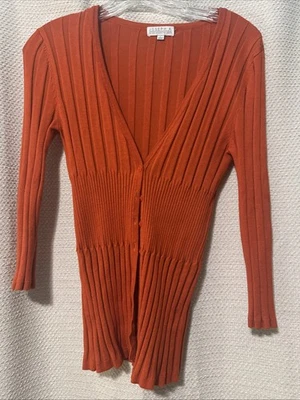 Joseph A Cardigan Burnt Orange Size Small With Ribbed Detail - Image 1 of 4