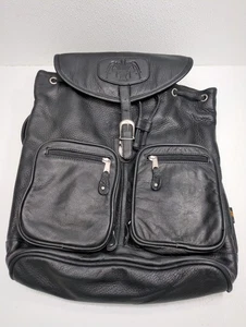Canyon Outback Black Leather Large Laptop Backpack Logo Embossed 15" X 16" - Bild 1 von 17