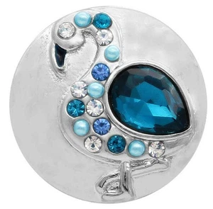 Flamingo Snap Jewelry Ginger Charm 20MM Blue Bird Animal Button - Picture 1 of 10
