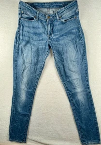 Pantalones de mezclilla Levis para mujer 31x34 azul elástico tiro bajo Demi Curve pierna ajustada viaje - Imagen 1 de 12