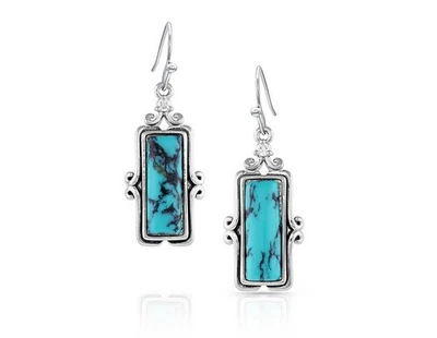 Montana Silversmiths Earrings Womens Looking Glass Turquoise ER5379 - Image 1 of 2
